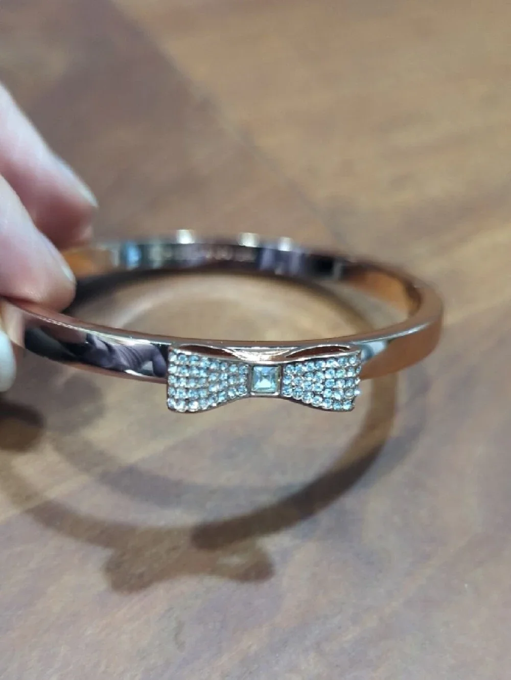 Kate Spade Rose Gold Bow Crystal Bangle Bracelet - Picture 3 of 3